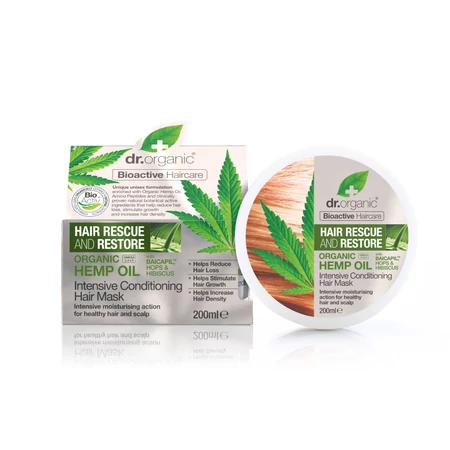 Dr. Organic Hajserkentő Intenzív hajpakolás hajnövekedést támogató BaicapilTM formulával és bioaktív kendermagolajjal 200 ml