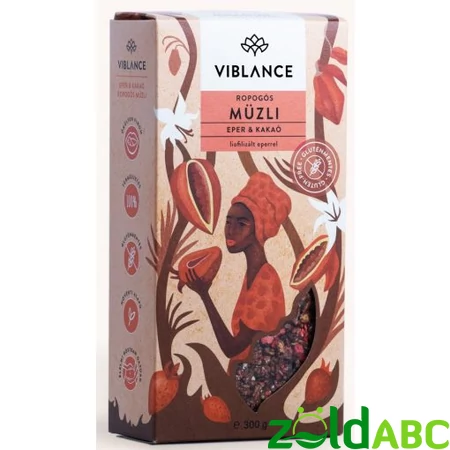 Viblance Eper kakaó ropogós müzli, 300g